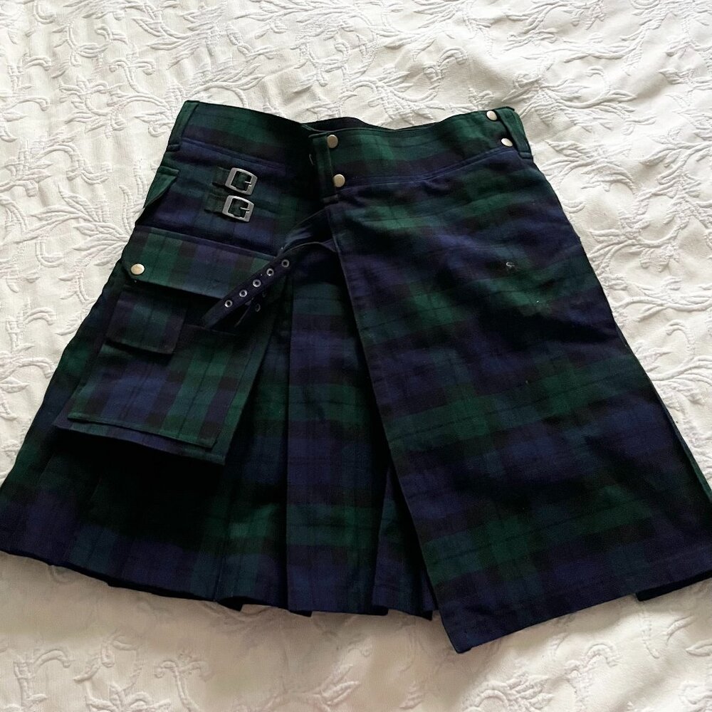 *NEW* Scottish Clan Traditional ‘Black Watch’ Tartan Utility Kilt Size 34